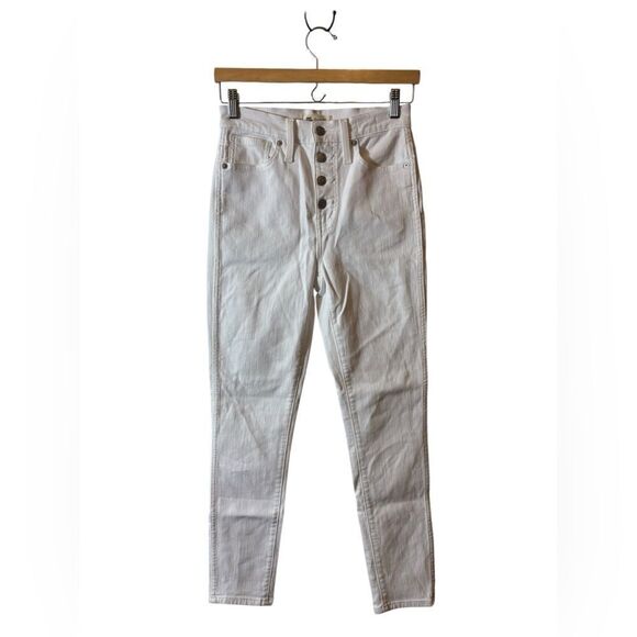MADEWELL denim jeans white button fly 10” high rise skinny crop 26 - Picture 1 of 6